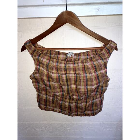 AMERICAN EAGLE Plaid Crop Top Size Small S COUNTRY GIRL COWGIRL WESTERN FARM - Picture 2 of 4